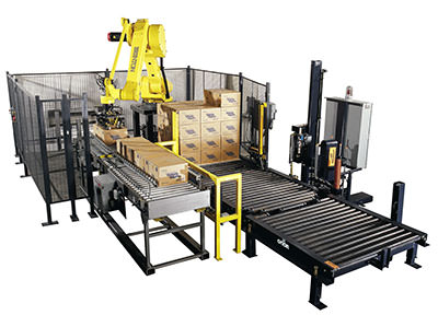 Mini palletizer and stretch wrapping machine